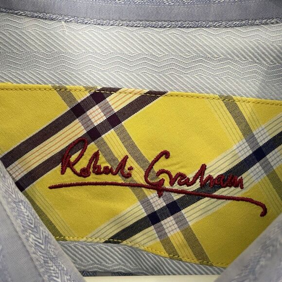 Robert Graham Dress Shirt Mens XLarge Blue Abstract Stripe Button Up Long Sleeve - Picture 4 of 11